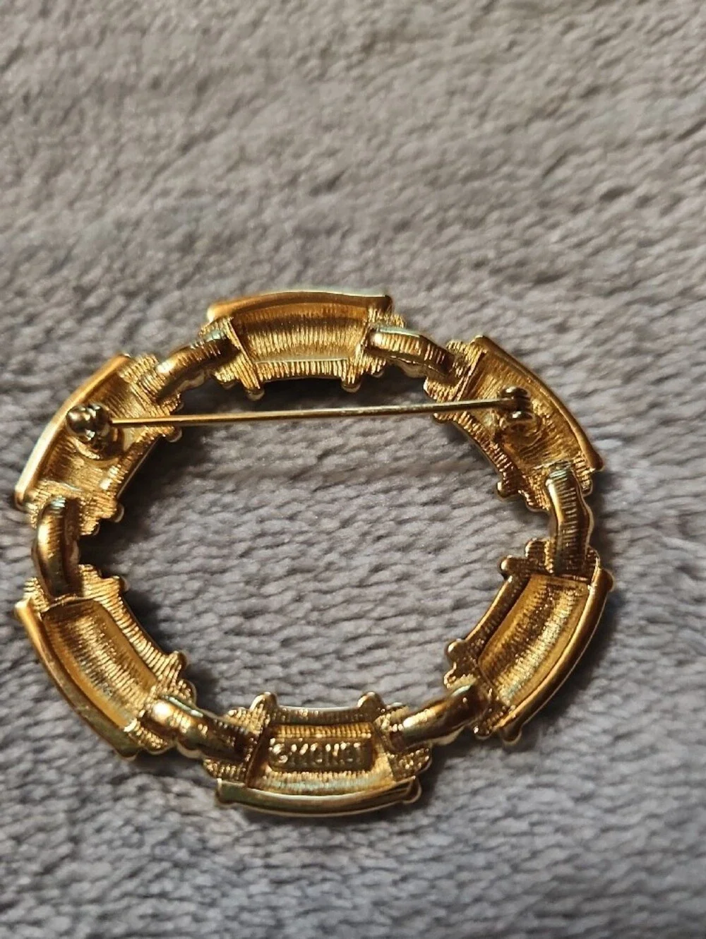 Monet Vintage 1980 Gold and Black Circular Statement Brooch